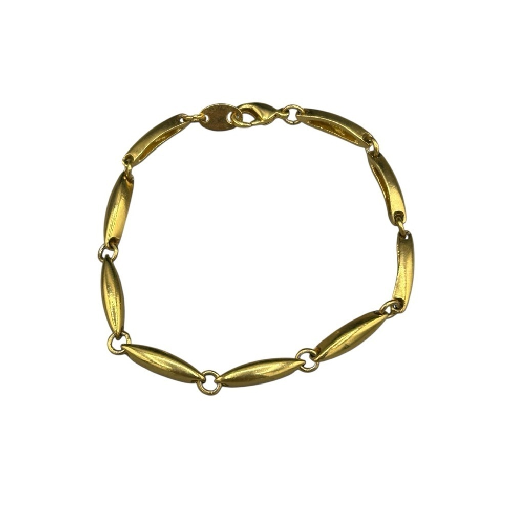 Vintage Gold Tone Link Bracelet | Minimalist Oval Chain | 7.25” Classic Jewelry
